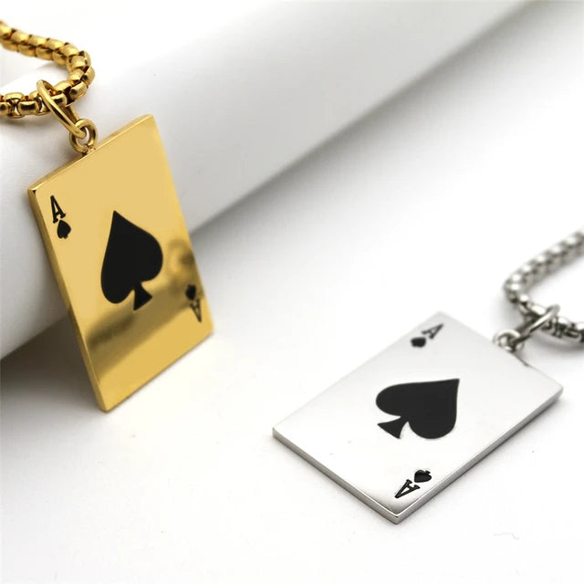 Stainless Steel Ace Of Spades Necklace