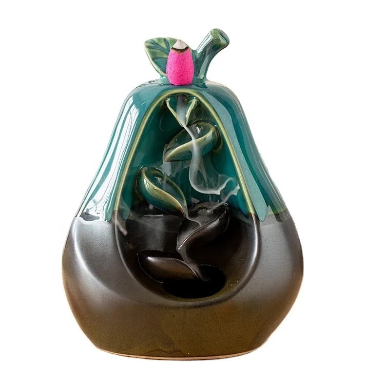 Pear Designed Back-Flow Incense Holder + 10 Free Incense Cones