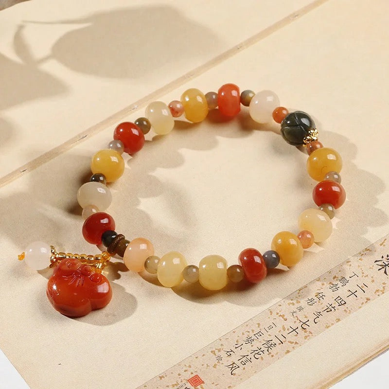 Natural Golden Silk Jade Lucky Charm Bracelet