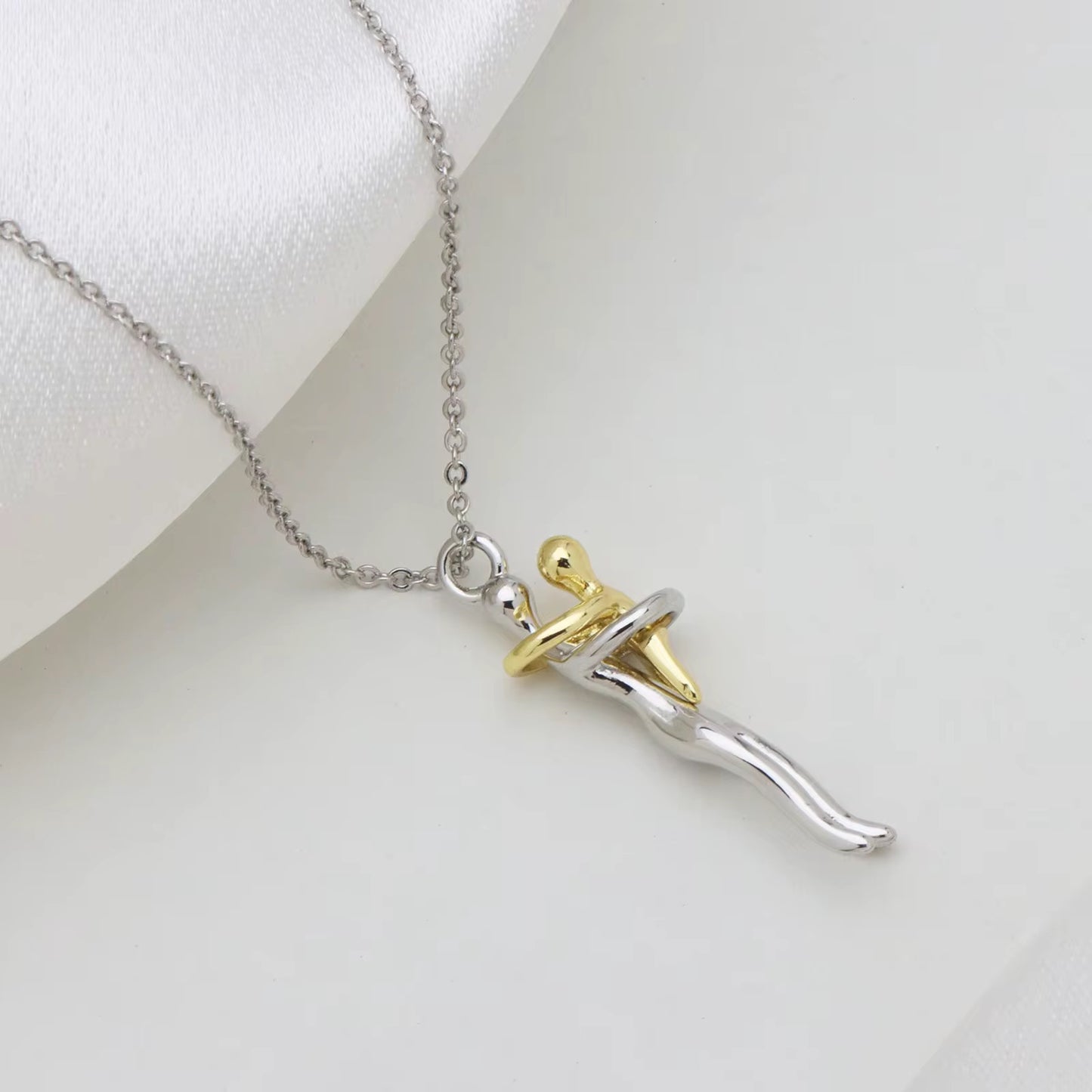 Stainless Steel Mother & Child Unity Love Hug Necklace