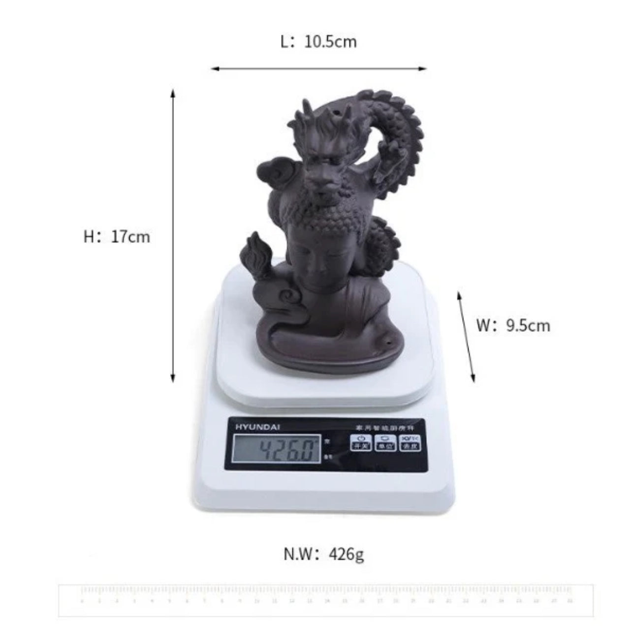 Buddha & Deagon Incense Holder + 10 Free Back-Flow Incense