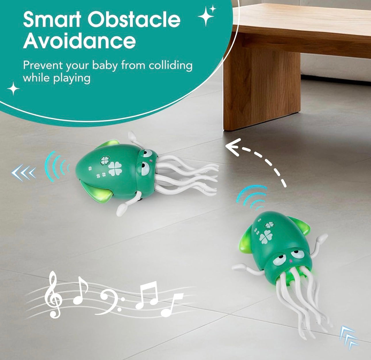 Kids Smart Electronic Dancing & Crawling Squid Toy with Obstacle Avoidance Sensor, Music & LED Lights