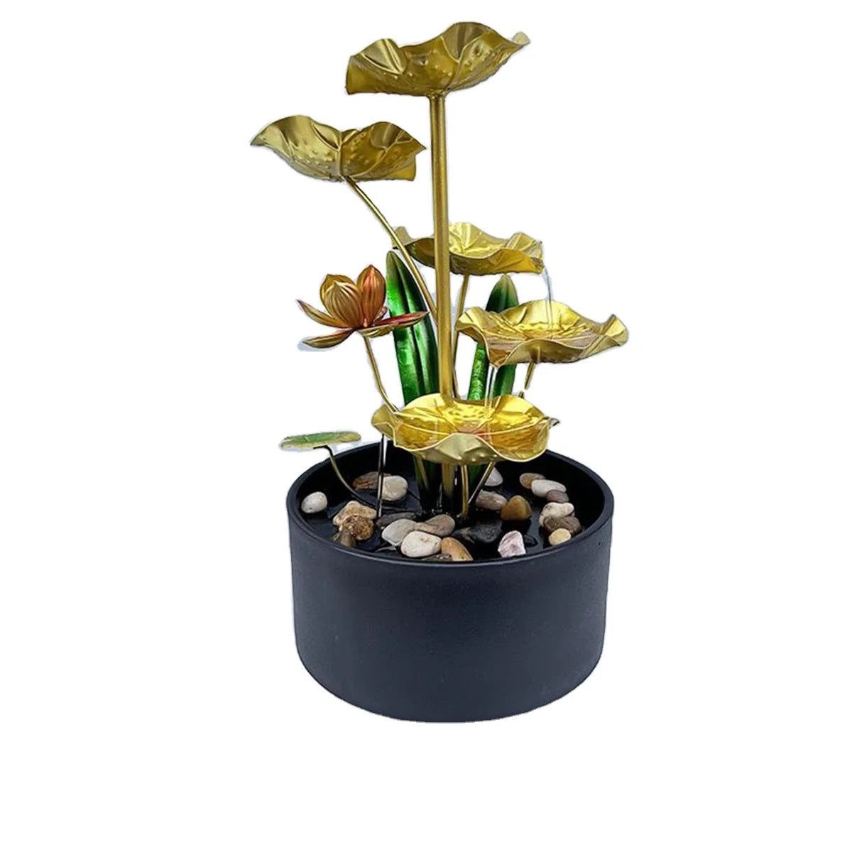 Lotus Leaf Indoor Mini Water Fountain With Ring Light