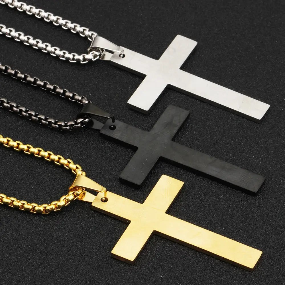 Customizable Stainless Steel Cross Necklace with Engraving