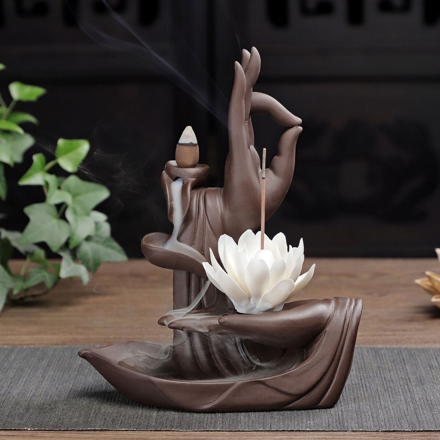 Buddha Vitarka Incense Holder + 10 Free Back-flow Incense