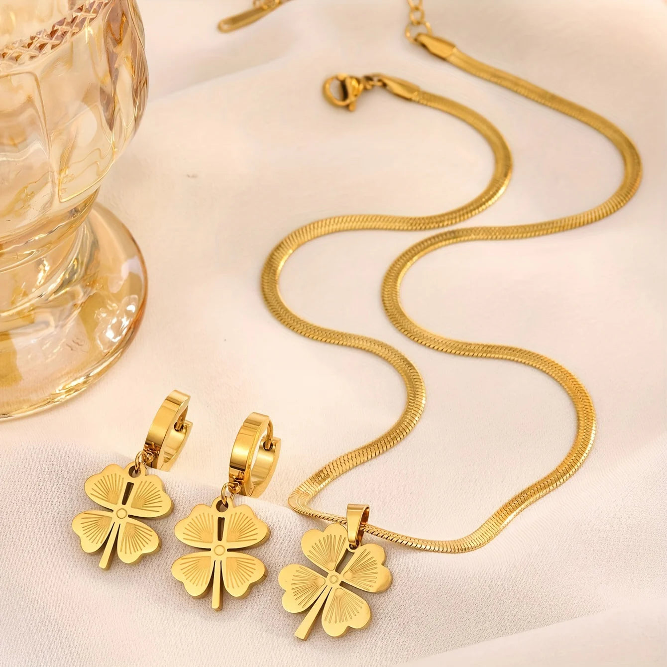High Quality Stainless Steel Four Leaf Clover 3pc Set
