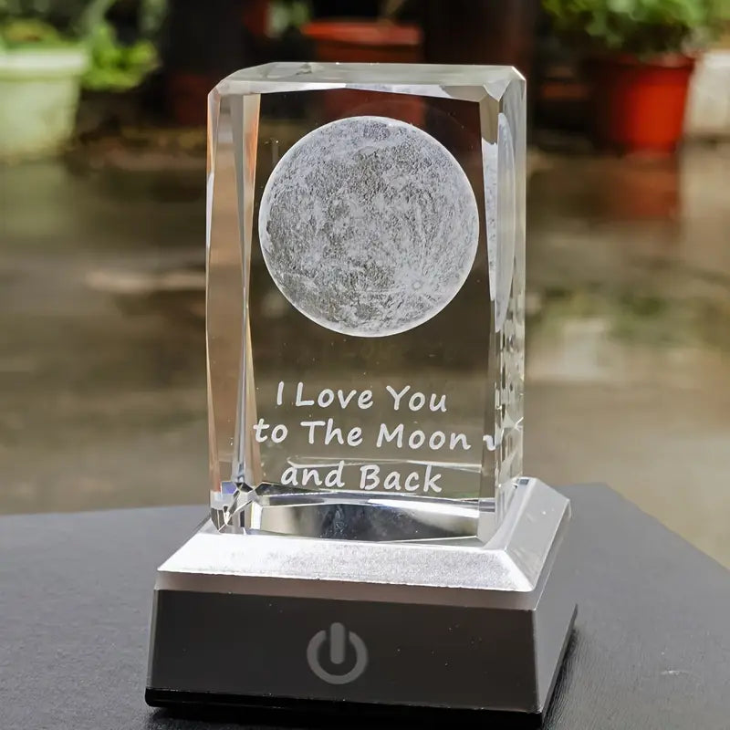 K9 Glass Crystal 3D Laser Engraved Moon Lamp “I love you to the moon and back”