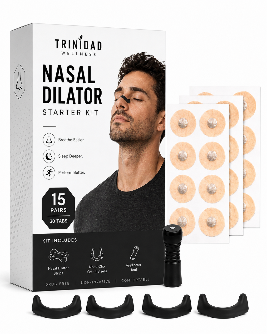 Magnetic Nasal Breathing Strips Kit – Reusable Anti-Snore Nose Dilator for Improved Airflow, Sleep, Cold, Exercise & Daily Use (15 Pairs)