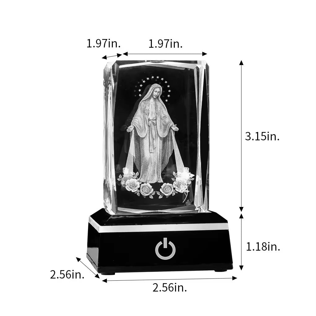 K9 Glass Crystal 3D Laser Engraved Virgin Marry Lamp