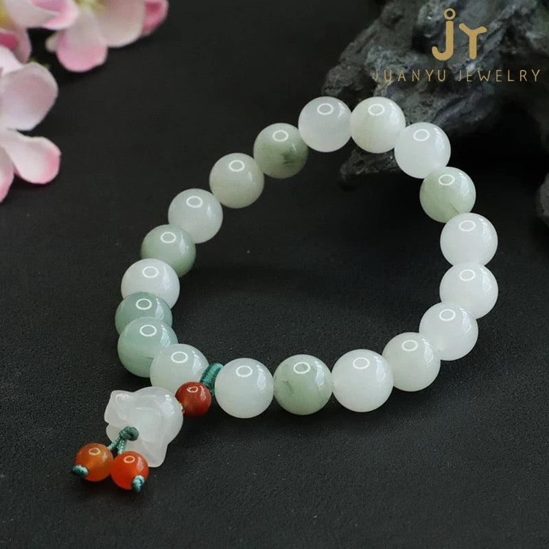 Natural Myanmar Jade Lucky Charm Bracelet (10mm)