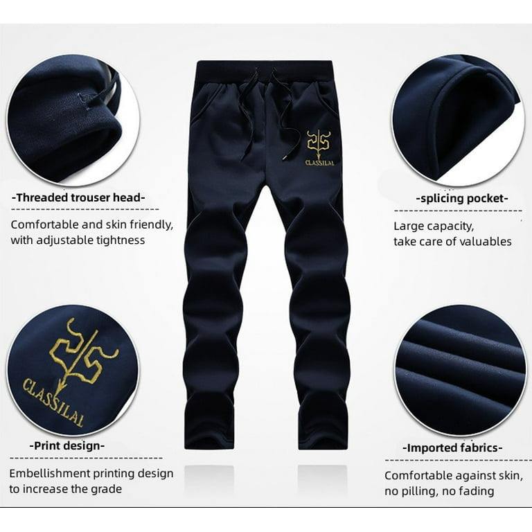 2PC Men's Classical Tracksuit Fleece Lined Hoodie & Track Pants