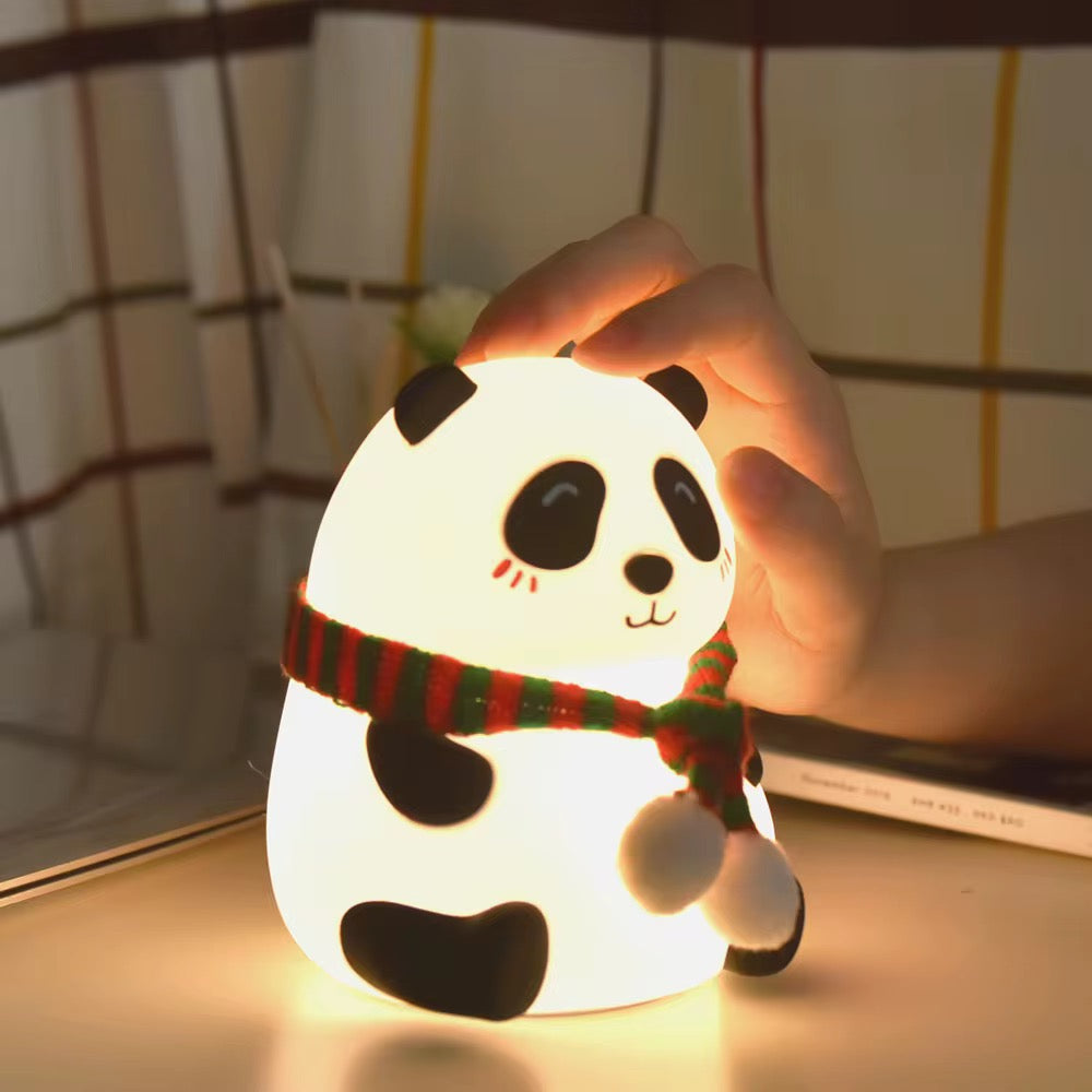 Adorable Squishy Silicone Animal Night Light (Panda with Scarf)