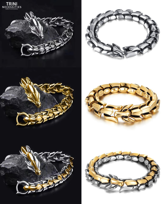 Luxurious Stainless Steel Cuban Dragon Bracelet (15mm Width)