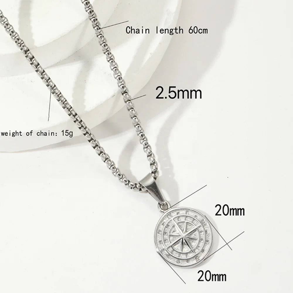 Stainless Steel Compass - Navigation Necklace