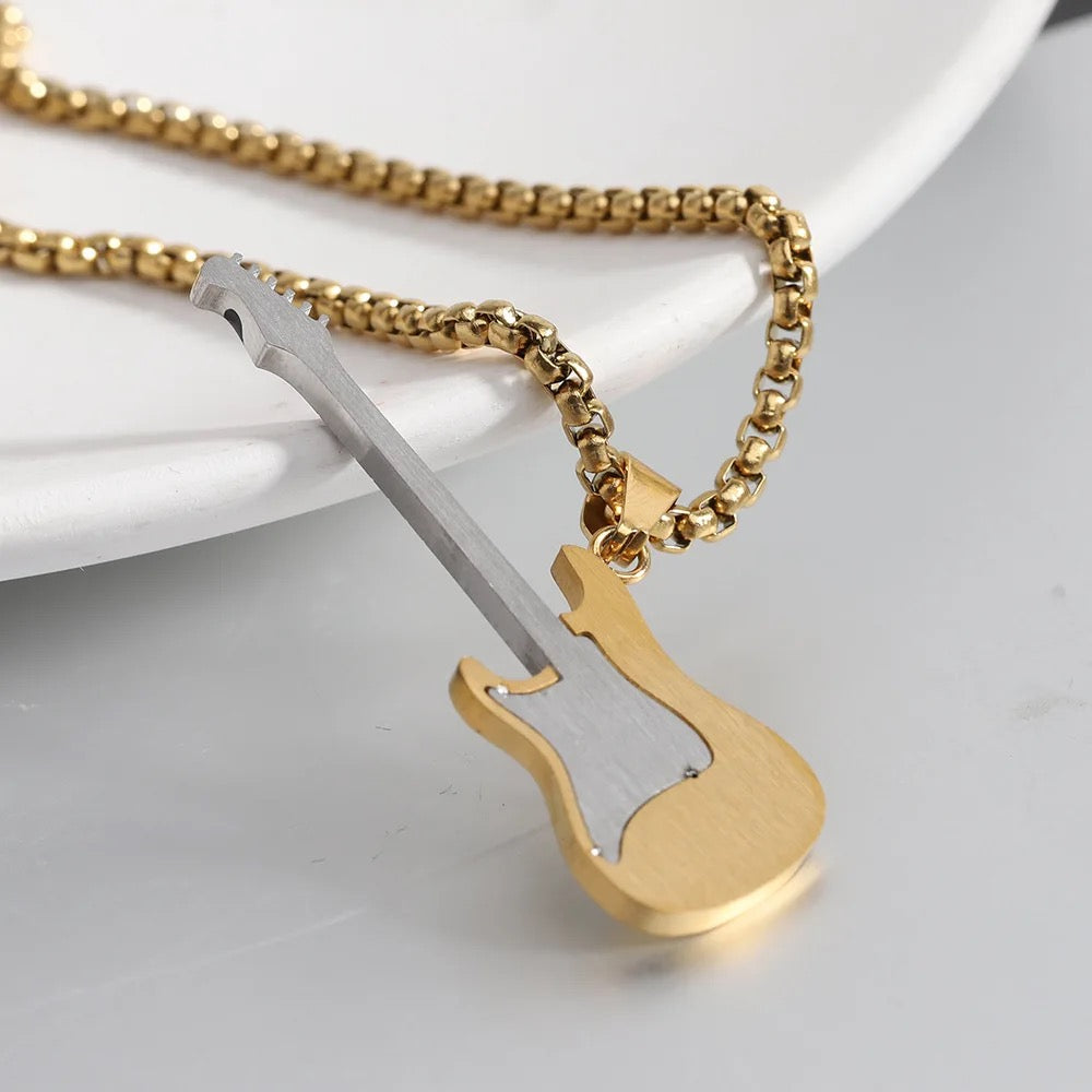 Stainless Steel Guitar Necklace