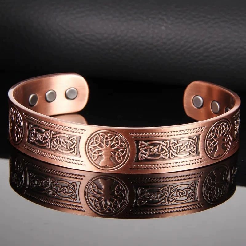 Adjustable Ultra Strength Pure Copper Magnetic Bracelet (99.99% Copper) Celtic Tree of Life Design