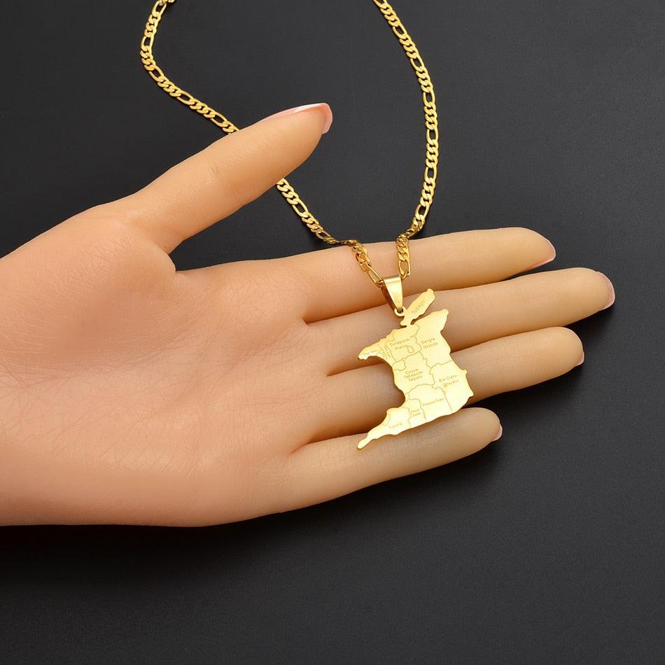 Stainless Steel Trinidad and Tobago Map Necklace