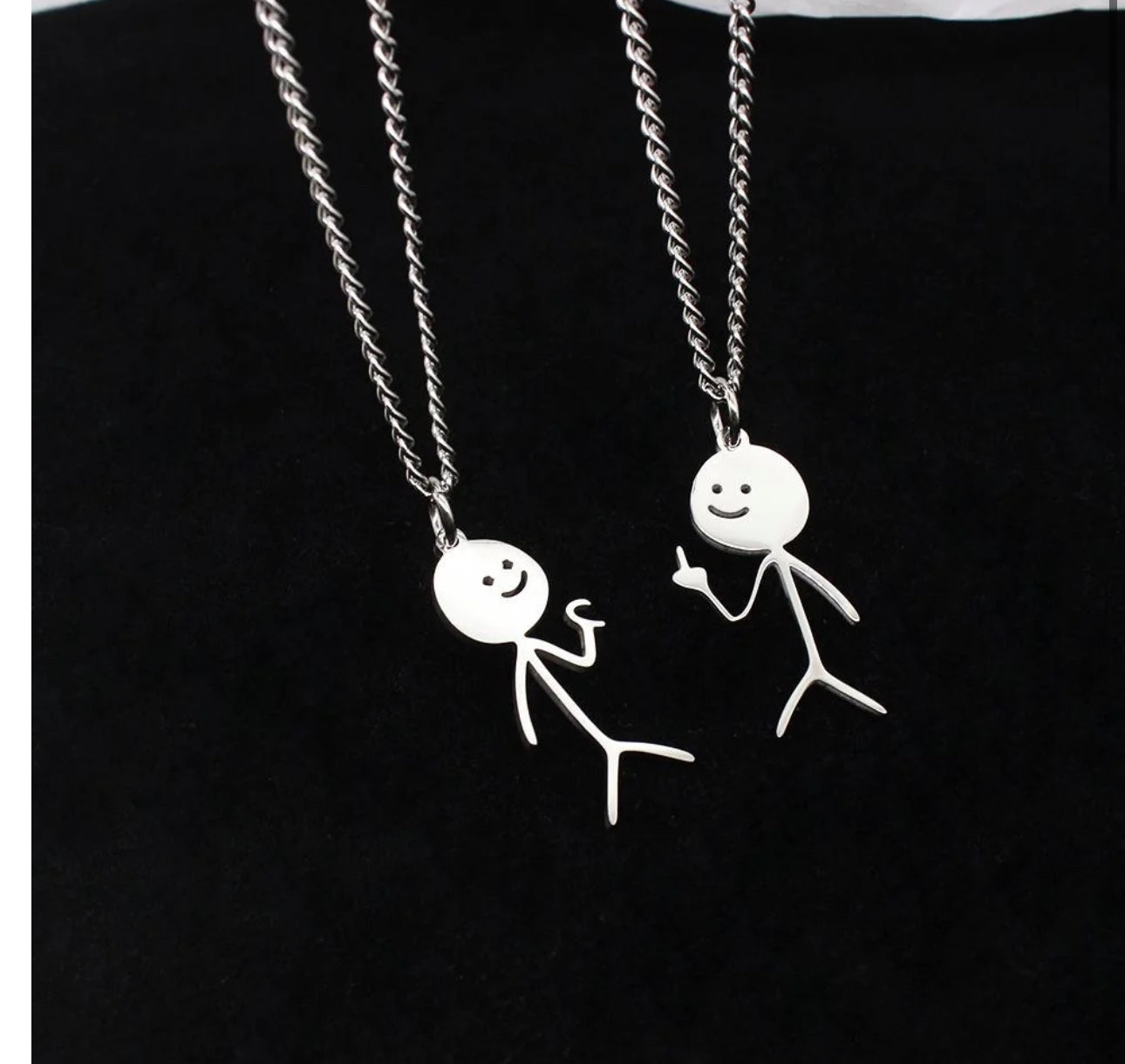 Stainless Steel Funny Doodle Love Necklace 2pc