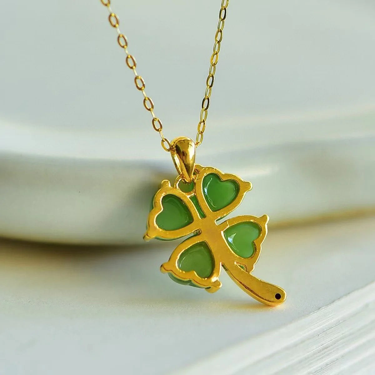 Mini Clover Jade Necklace