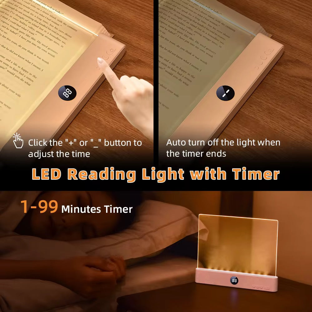 Rechargeable Full-Page 2 in 1 LED Acrylic Panel Reading Book Light – 3 Color Mode