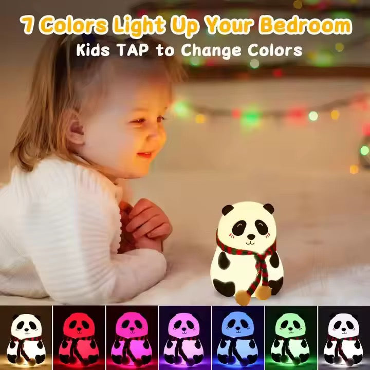 Adorable Squishy Silicone Animal Night Light (Panda with Scarf)