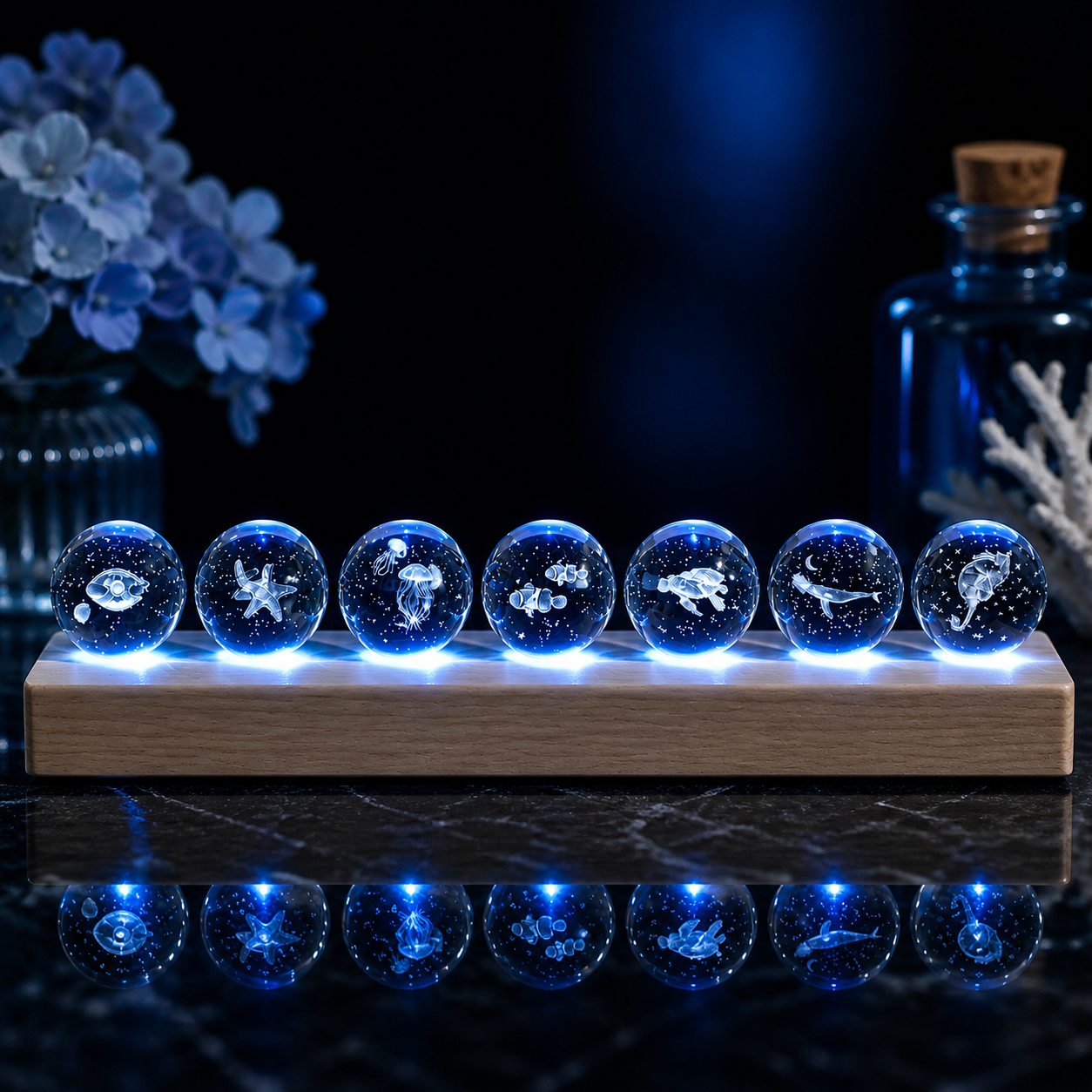 7 Animal Ocean Aura Crystal Sphere RGB Lamp