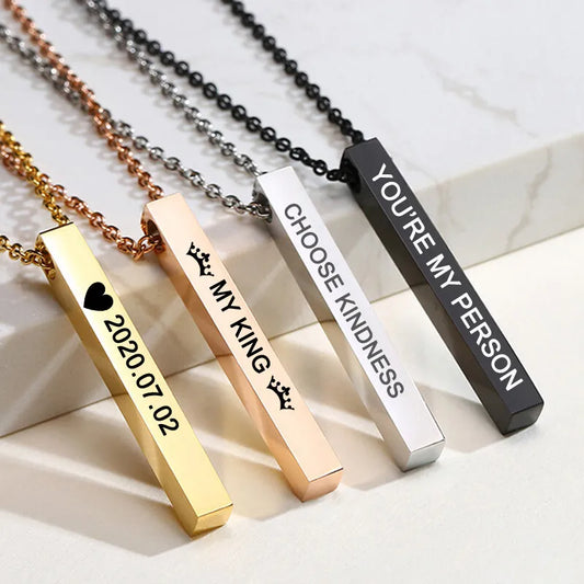 Customizable Stainless Steel Geometric Necklace with Engraving