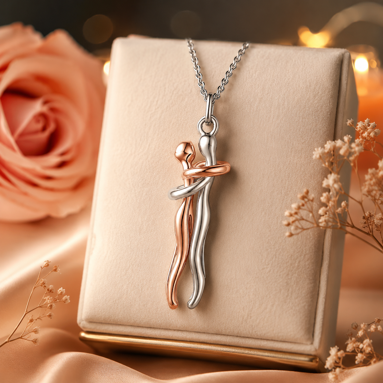 Stainless Steel Unity Love Hug Necklace