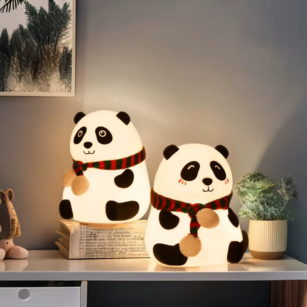 Adorable Squishy Silicone Animal Night Light (Panda with Scarf)