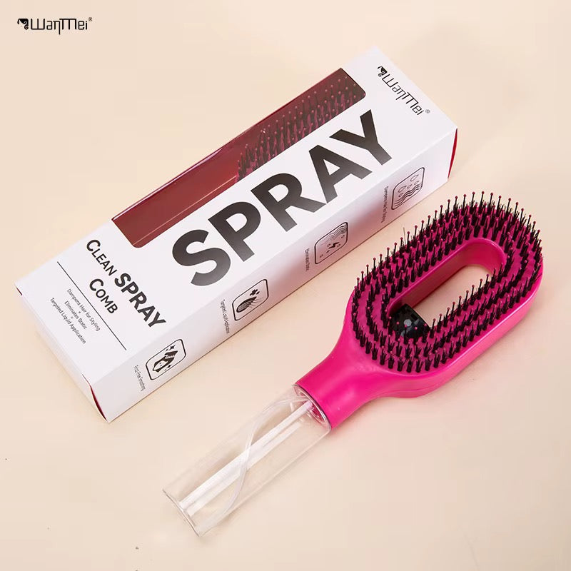 2-in-1 Ionic Hair Mist Brush with Built-In Spray Bottle – Pink