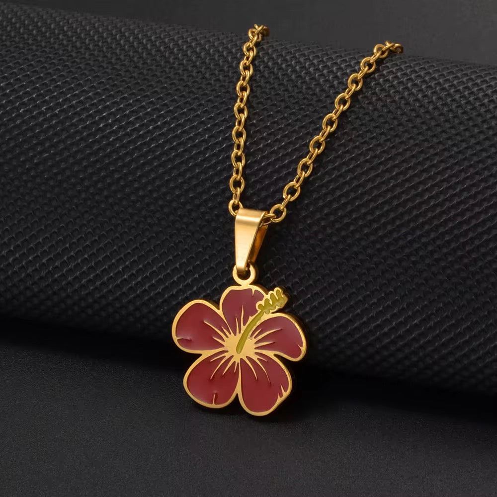 Stainless Steel Hibiscus Necklace