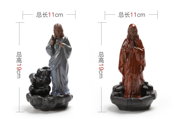 Jesus & Mary Incense Holder + 10 Free Back-Flow Incense