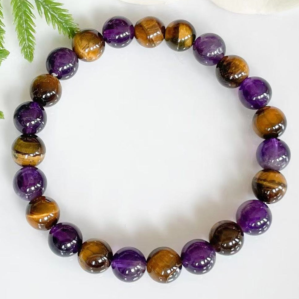 Tiger Eye + Amethyst Protection & Healing Bracelet