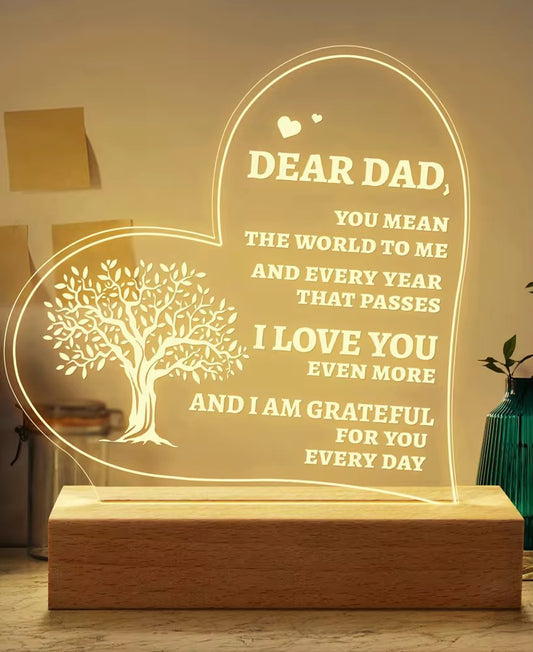 Father’s Love 3D Acrylic Night Lamp With Wooden Base