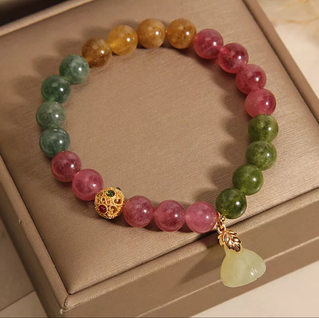 Tourmaline Crystal Charm Bracelet (8MM)