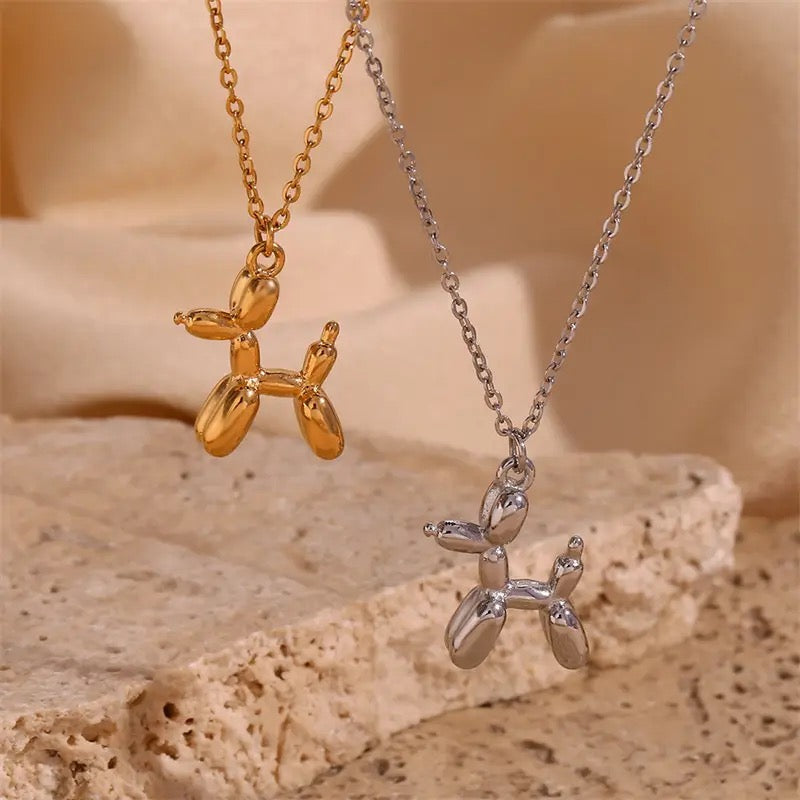 Stainless Steel Cute Animal Balloon Dog  Necklace