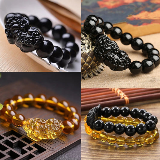 Citrine / Obsidian PiXiu-PiYao Wealth Bracelets