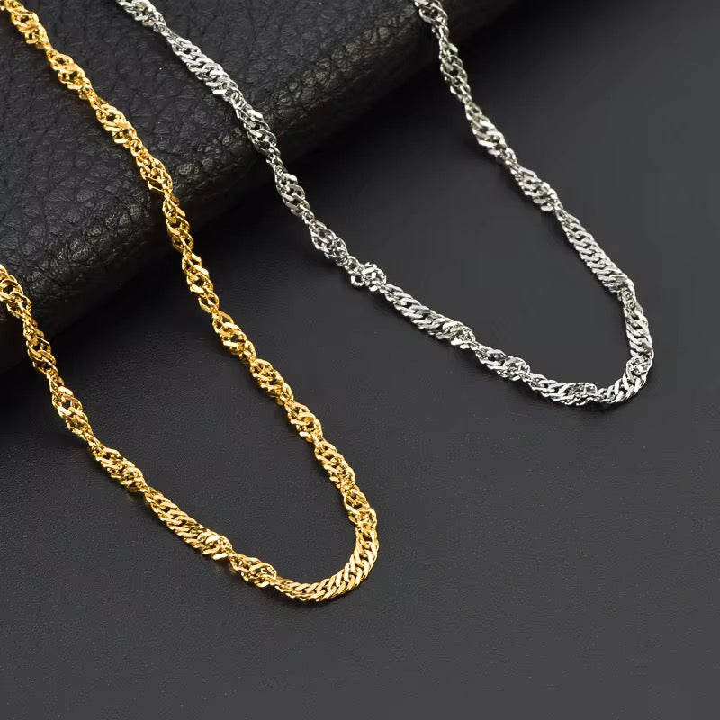 High Quality Stainless Steel Dainty Water Wave Chain (50cm Length)