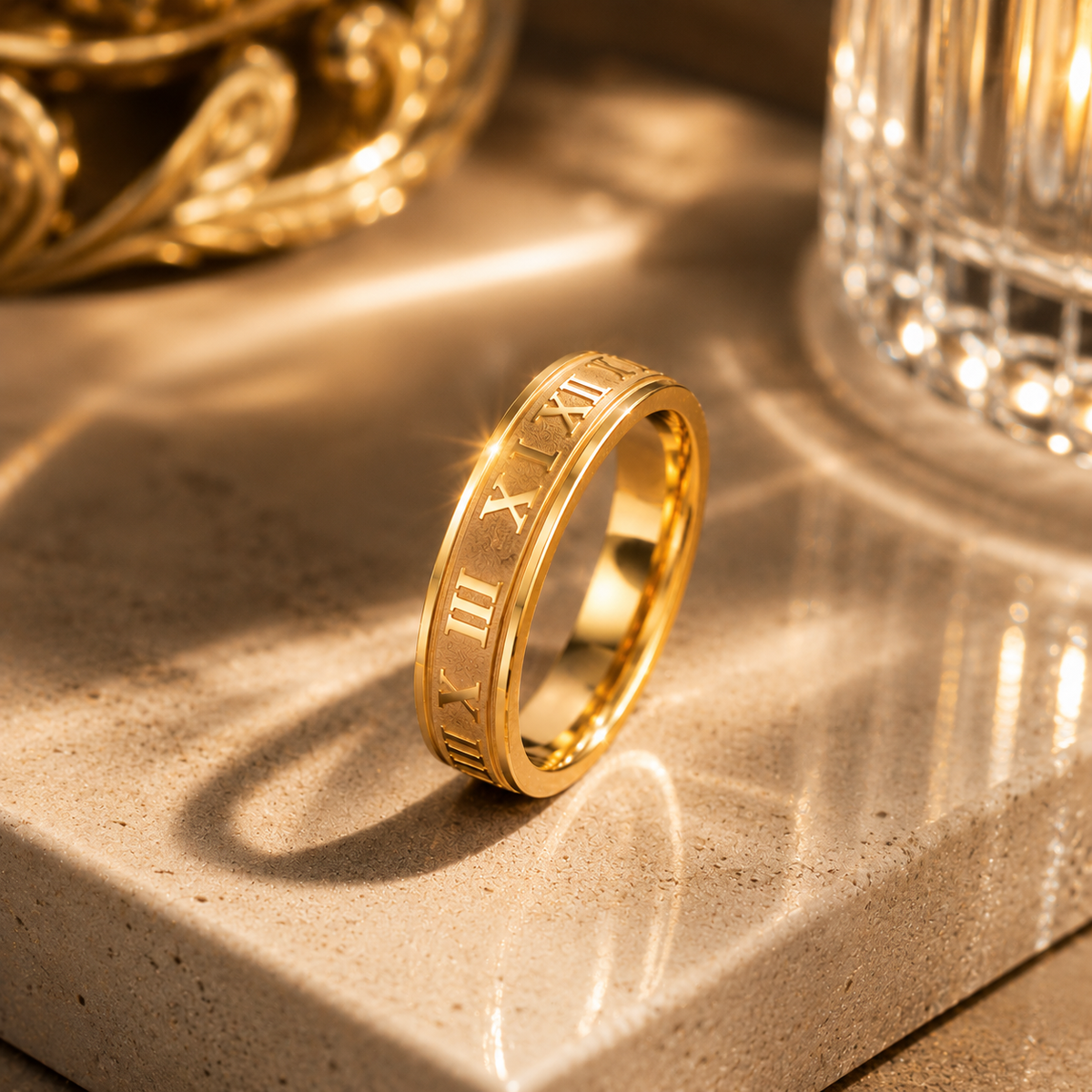 Stainless Steel Roman Numeric Ring