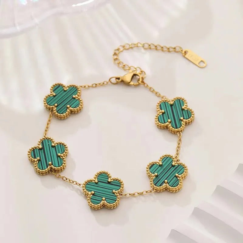 Stainless Steel Van Cleef Design Lucky Four Leaf Clover  Bracelet