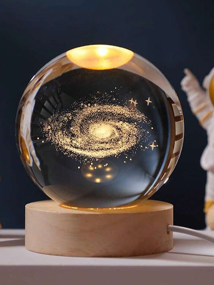 3D Laser Engraved Glass Crystal Ball Lamp Universe Astronomy Decor (Milky Way Galaxy)