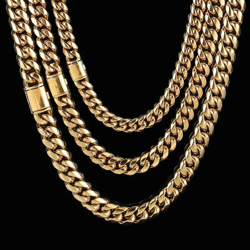 Thick Stainless Steel Cuban Link (Gold)