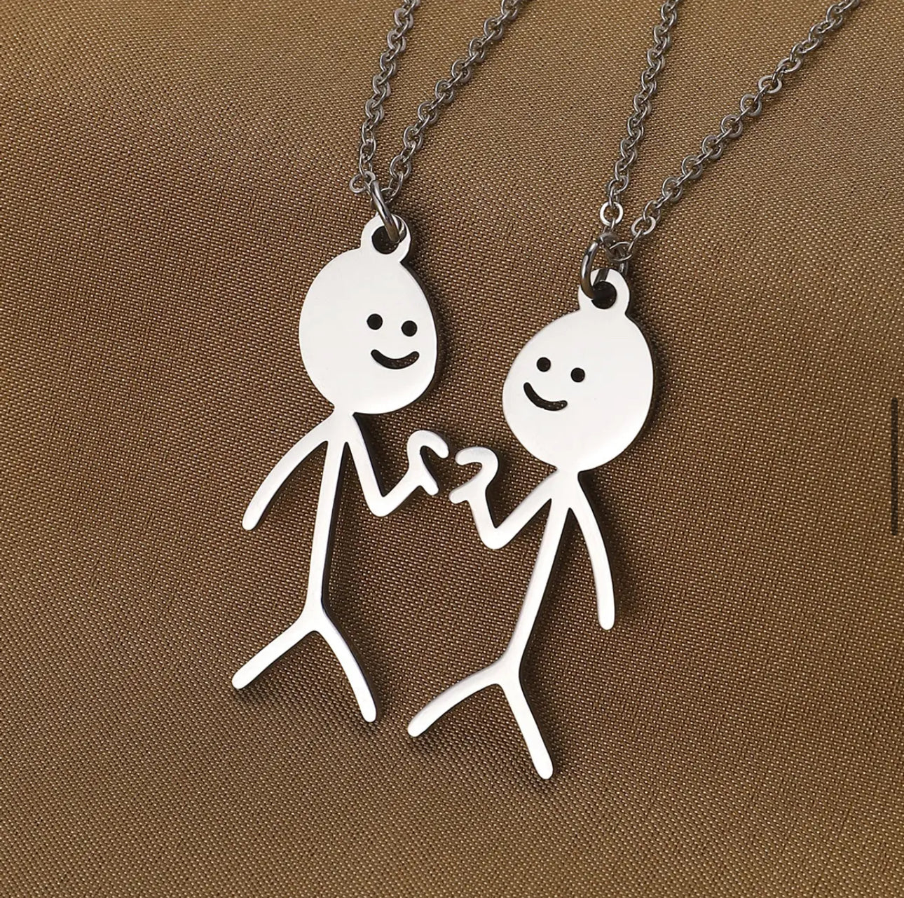 Stainless Steel Funny Doodle Love Necklace 2pc