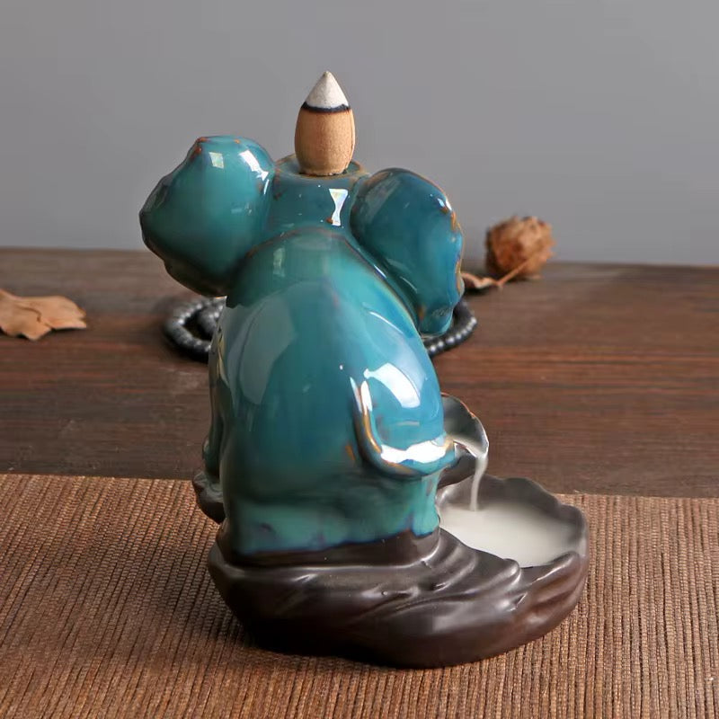 Elephant Designed Back-Flow Incense Holder