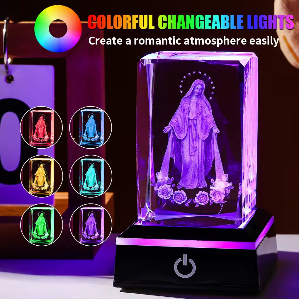 K9 Glass Crystal 3D Laser Engraved Virgin Marry Lamp