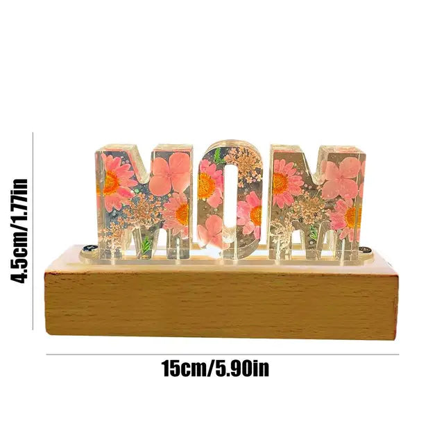Eternal Chrysanthemum Flower Mother’s Love USB Lamp with LED Wooden Light Base