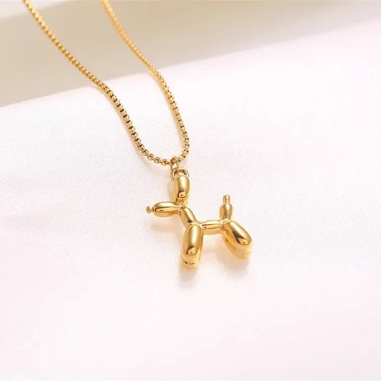 Stainless Steel Cute Animal Balloon Dog  Necklace