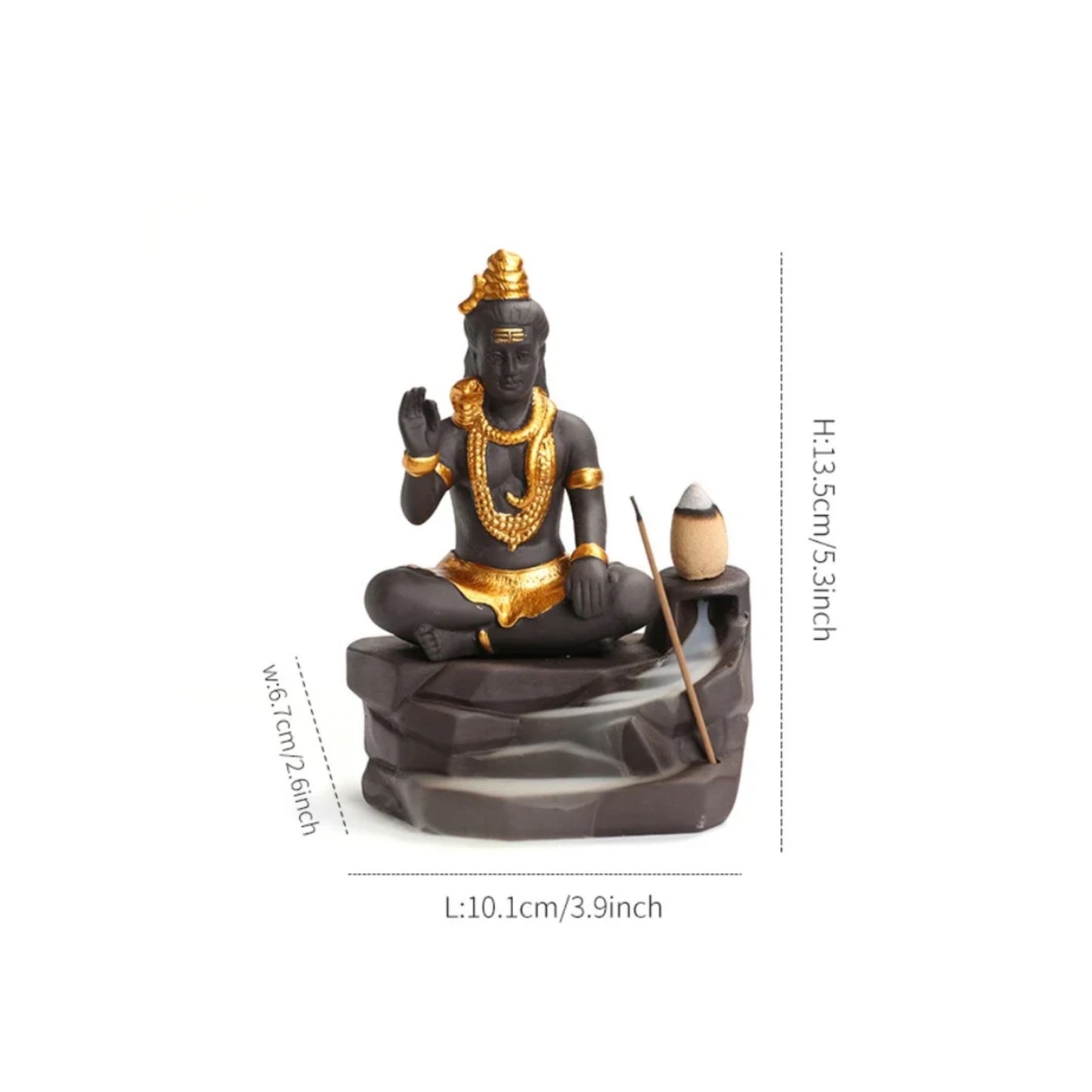 Lord Shiva Incense Holder + 10 Free Back-Flow Incense Cones