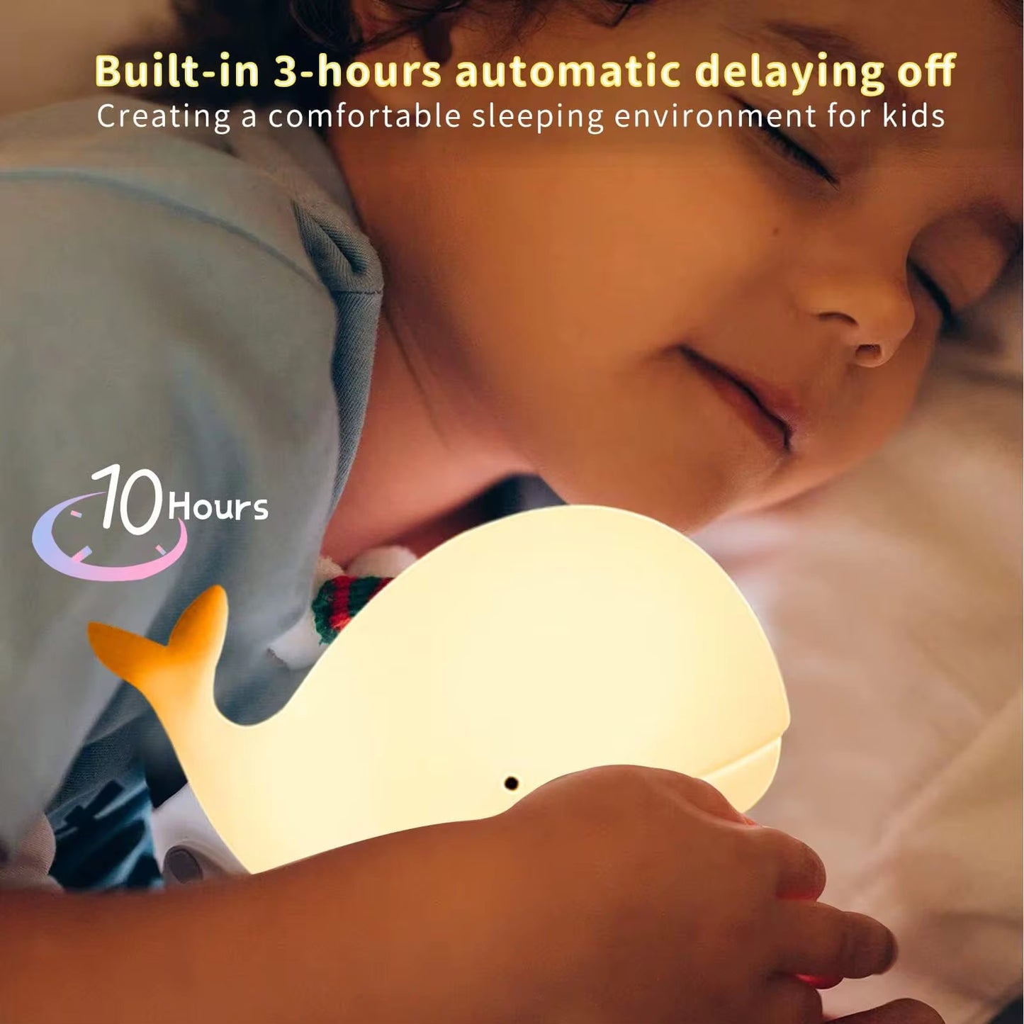Adorable Squishy Silicone Animal Night Light (Chubby Whale)