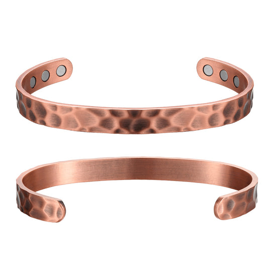 Adjustable Ultra Strength Pure Copper Magnetic Bracelet (99.99% Copper) Hammered Design